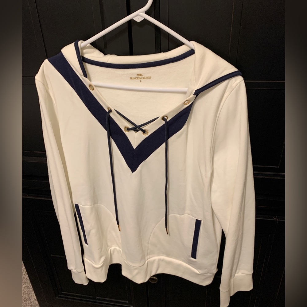 NW White Hooded Nautical Sweatshirt - size Large